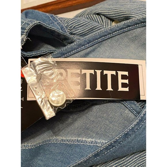 Truly Yours Sport Women’s size 12P NWT Two Tone Denim Button Front Jumper pocket - Picture 9 of 11